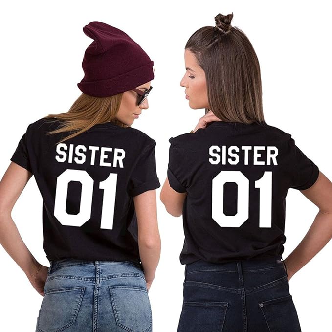 Best Friend Shirt 100 Cotone Coppia T Shirt Bff Stampa Sister 01 Maglietta Migliori Amiche Per Donna Moda Casual Estate