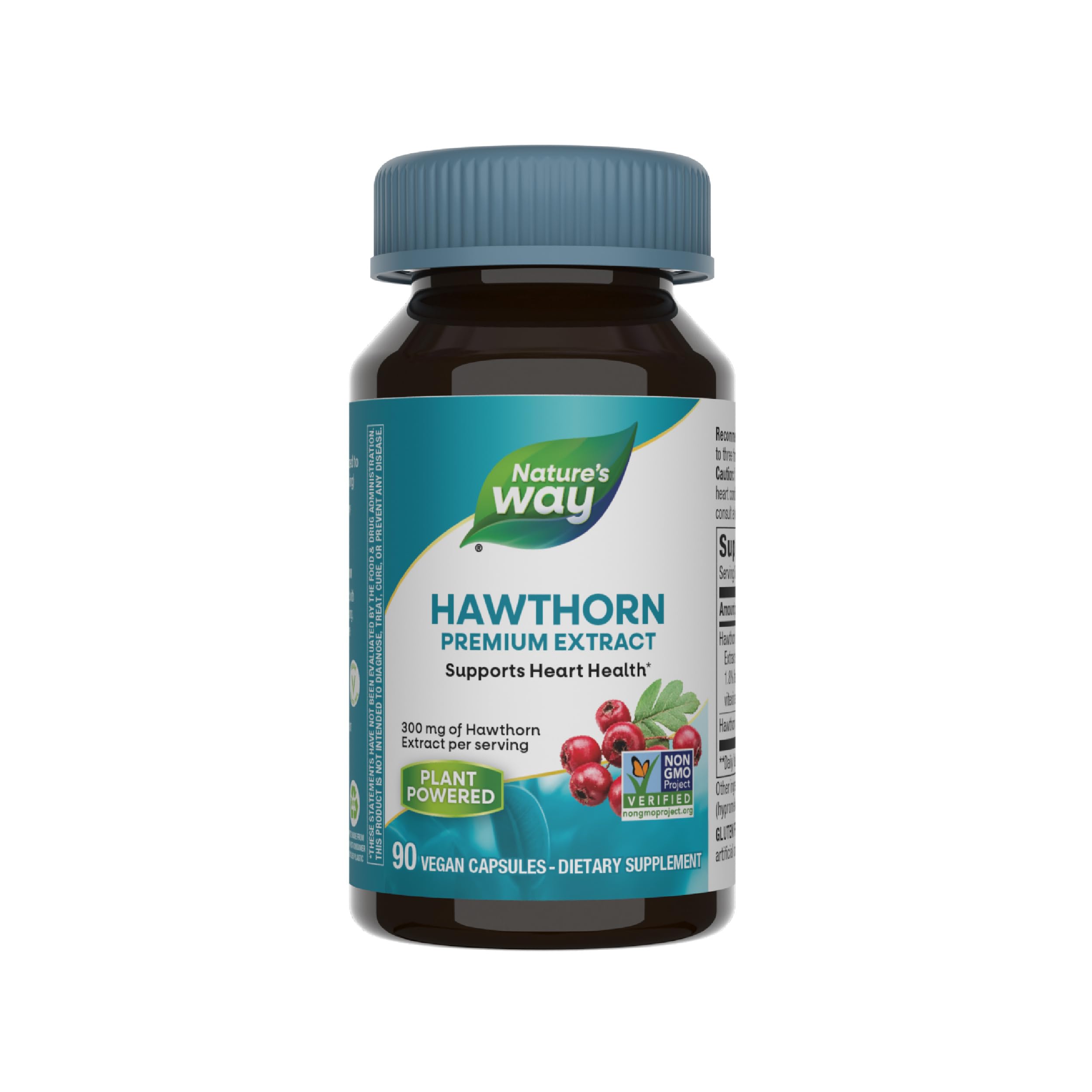 Nature's Way Hawthorn, Premium Extract, Support Heart Health*, Standardized to 1.8% Flavonoids, Non-GMO Project Verified, Vegan, 90 Capsules (Packaging May Vary)