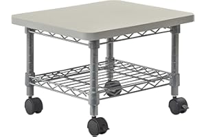 Safco Onyx Rolling Cart Printer Stand, Under-Desk Mobile Utility Table for Home Office with Steel Shelf, Gray