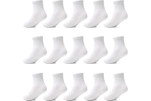 Tphon Toddler Kids Socks with Grippers for Boys Girls, Non Slip Grip Boys Socks 15 Pairs Half Cushion Crew Socks