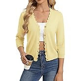 GRACE KARIN Women's 3/4 Sleeve V Neck Button Down Lightweight Cardigan Sweater Open Front Dressy Shrugs Spring Fashion
