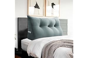 BNCKTRD Triangle Headboard Pillow - 3 in 1 Large Bed Pillow as Wedge Reading Pillow, Large Couch Daybed Pillow or Positioning Support Backrest Back Cushion for Sitting in Bed Velvet Twin Gray