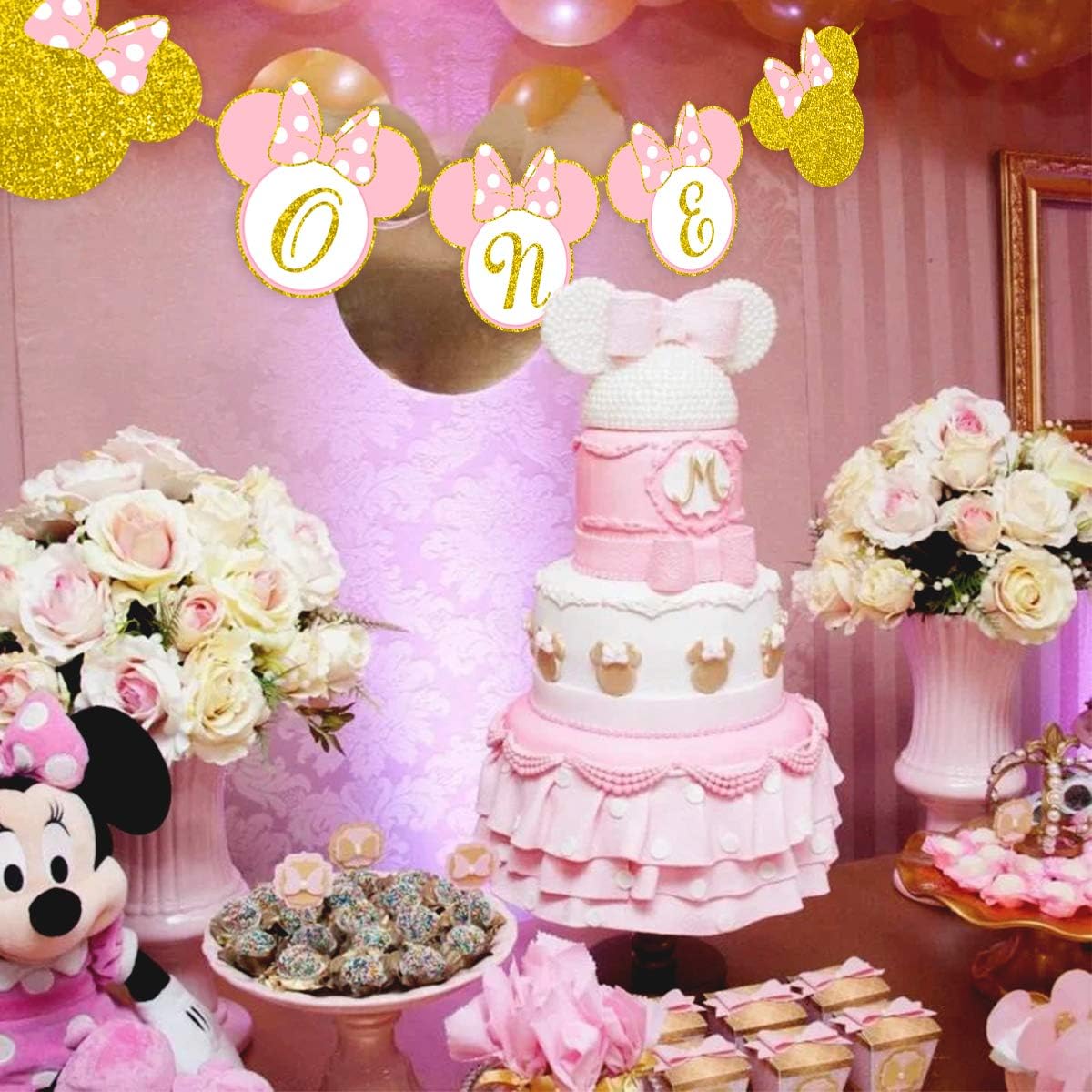 Kreatwow Minnie 1er Anniversaire Banniere Une Chaise Haute Banniere Rose Et Or Pour Fille Minnie Theme Fete Danniversaire Decoration Fournitures Decorations Et Accessoires De Fete Guirlandes Cotillons Et Confettis Multanitohfay Com