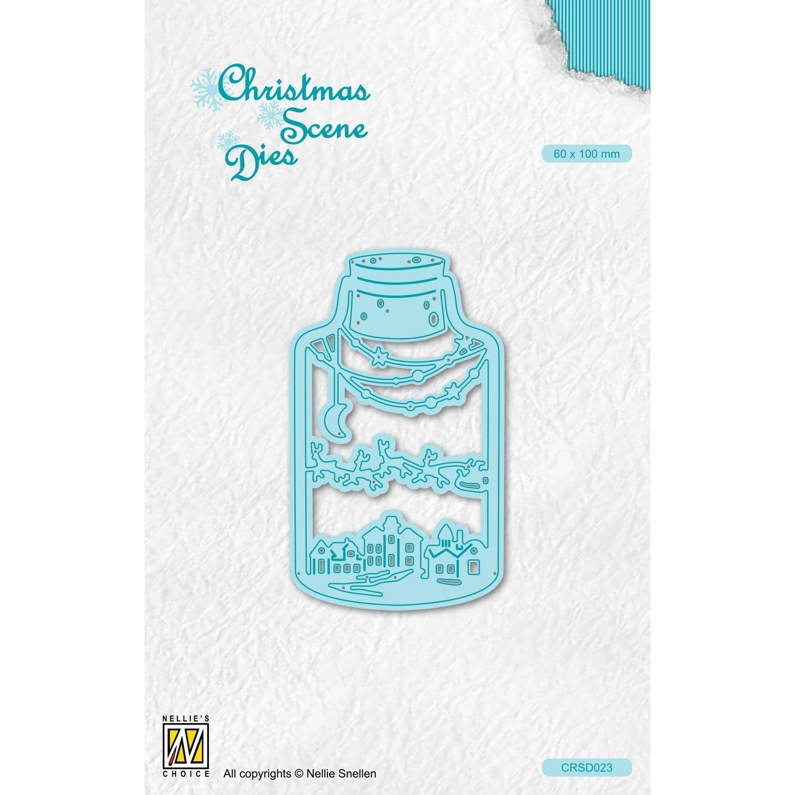 Nellie's Choice Cutting Christmas Wintery Scene in Bottle Shape Die-6 x 10 cm-Card Making Supplies-Metal Dies for Scrapbooking, DIY and Paper Crafts, Blue, 60x100mm