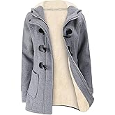 Gihuo Winter Jackets for Women Sherpa Lined Jacket Women Duffle Toggle Coat Hooded Fleece Jacket