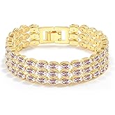 Elfgrass 14K Gold Plated Women’s Tennis Bracelet – Sleek CZ Line Bracelet, Fits 6.0"–7.2" Wrist – Sparkly Everyday Jewelry Gift, Contemporary Tennis Bracelets for Women