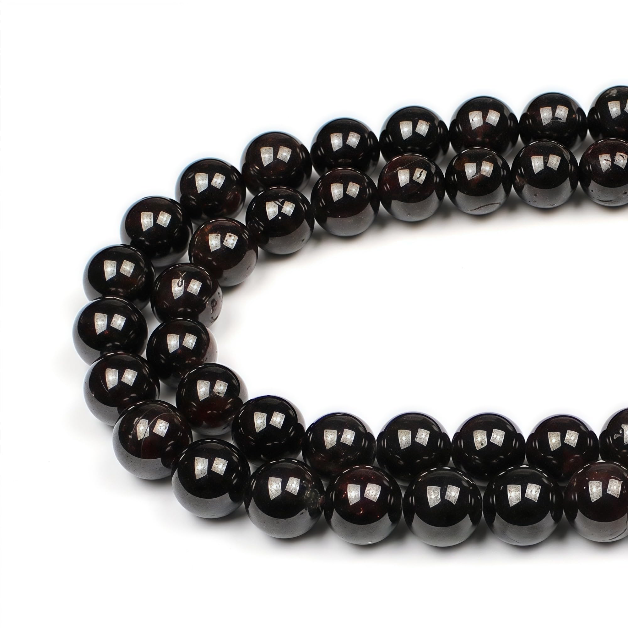 MJDCB Natural Round Stone Beads 12mm Garnet Loose Gemstone Beads for Jewelry Making Bracelet Necklace 30pcs