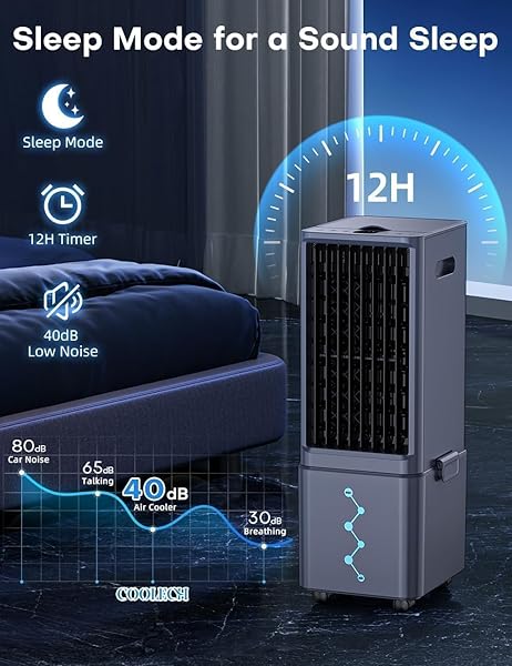 COOLECH WINDOWLESS AIR CONDITIONER W/ 4 MODES & 3 SPEEDS, WATERLESS ALERT, 2.4-GAL TANK FOR 20H COOLING, 12H TIMER, 20FT REMOTE, 70° AUTO SWING EVAPORATIVE AIR COOLER, PORTABLE AC UNIT FOR BEDROOM