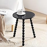HuiDao Round Side Table, Solid Wood Small End Table for Small Space, Accent Table Nightstand Modern Table for Living Room Bed