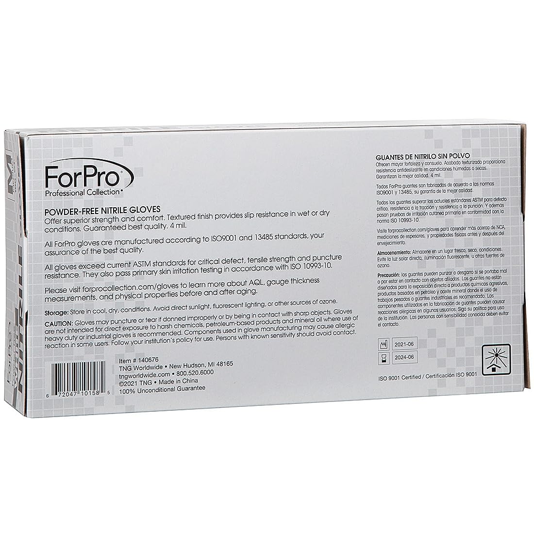 ForPro Disposable Nitrile Gloves, Chemical Resistant, Powder-Free, Latex-Free, Non-Sterile, Food Safe, 4 Mil, 100-Count