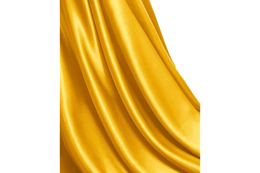 MDS Satin Fabric 2 Yards, 44" Wide, Silky Smooth Charmeuse Sateen Cloth for Wedding Arch Drapery Panel Backdrop Party Event Banquet Home Decoration Curtain Crafts DIY Sewing Costume - Yellow Gold