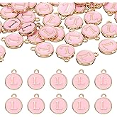 uxcell 52pcs Letter Charm, Enamel Letter Pendants, Alphabet l Pendants Double Sided Beads Charm for DIY Bracelet Necklace Pendants Earring Jewelry, Pink