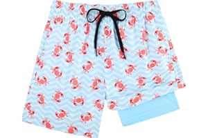 Cozople Boys Swim Trunks with Boxer Brief Liner Compression Swimwear Quick Dry Swim Shorts Bathing Suits 7-20 Years