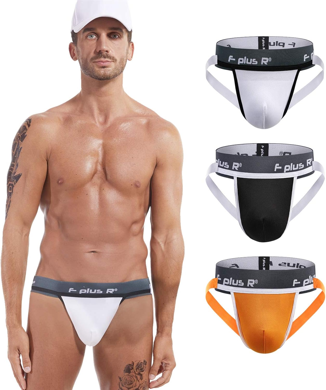 F plus R Men's Athletic Supporter Jockstrap with Cup Pocket 2 Inch Waistband at  Men’s Clothing store