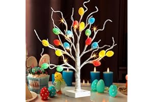 PABIPABI Easter Tree with Lights, Birch Tree with LED Lights, Easter Decorations Battery Operated Tabletop Centerpieces for Home (Easter egg not included)