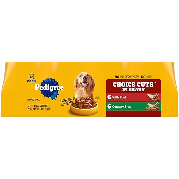 PEDIGREE CHOICE CUTS IN GRAVY ADULT CANNED SOFT WET DOG FOOD, BEEF & COUNTRY STEW, 13.2 OZ. CANS (12 COUNT, PACK OF 1)