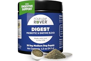 Four Leaf Rover Digest - Dog Digestive Support with Digestive Enzymes and Probiotics - Supports a Healthy Liver - Veterinarian Formulated - 30 Day Medium Dog Supply