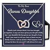 Mapileng To My Bonus Daughter Necklace, Stepdaughter Gifts from Stepmom, Stepdaughter Gifts from Stepdad, Christmas Gift for Bonus Daughter To My Beautiful Bonus Necklace Unbiological