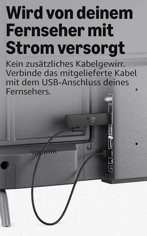 Fire TV Stick HD (neueste Generation), Free- und Live-TV-Inhalte, Alexa-Sprachfernbedienung, wird über den Fernseher mit Strom versorgt, mühelose Einrichtung, finde Serien schneller mit Alexa+