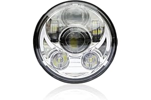 Wisamic 5.75" LED Headlight Motorcycle DOT - Compatible with Harley Davidson Dyna Street Bob Super Wide Glide Low Rider Night Rod Train Softail Sportster Iron 883-Sliver