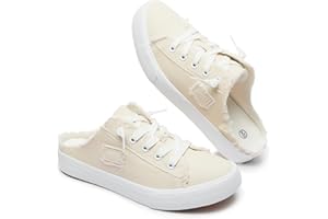 BENPAO Women's Slip on Sneakers Canvas Slip ons Shoes Fashion Comfortable Mules Womens Non Slip Loafers Casual Backless Shoes