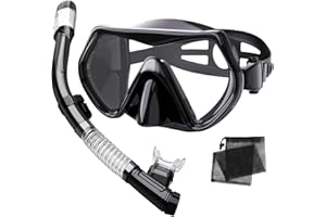 OTOWAVING Snorkeling Gear for Adults,Dry-Top Snorkel Mask Set with Carry Bag,180° Panoramic View, Anti-Fog Anti-Leak Tempered Glass Diving Mask,Adjustable Snorkel Kit for Scuba Diving,Swimming,Snorkeling Travel