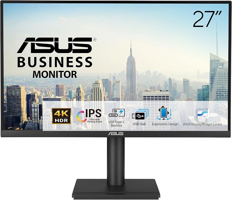 ASUS VA27UCPS 27 inch 4K IPS HDR USB-C PD65W Anti-Flicker Ergonomic Monitor