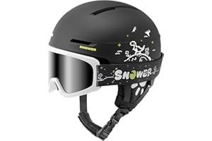 SNOWER Kids Ski Helmet with Goggles Set, Shockproof Durable PC Shell & EPS Foam, Snowboard Helmet and Goggles for Boys & Girls