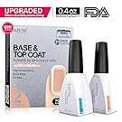 Base Coat No Wipe Top Coat Set for UV LED Gel Nail Polish LED Nail Lamp 0.4 Ounce Big Capacity by AZUREBEAUTY