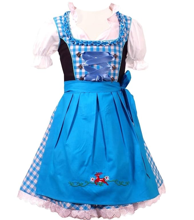 Trachtenkleid 3tlg. Kinder Dirndl Mädchen Kleid Gr. 92,104,116,128,140,146,152
