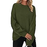 PRETTYGARDEN Womens Sweaters Fall 2025 Long Sleeve Crew Neck Cable Knit Oversized Sweater Top Casual Pullover Trendy Outfits