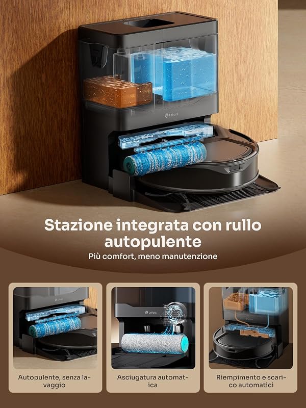 M260 Robot Aspirapolvere, Navigazione Laser dToF, Colore Nero-Trasparente