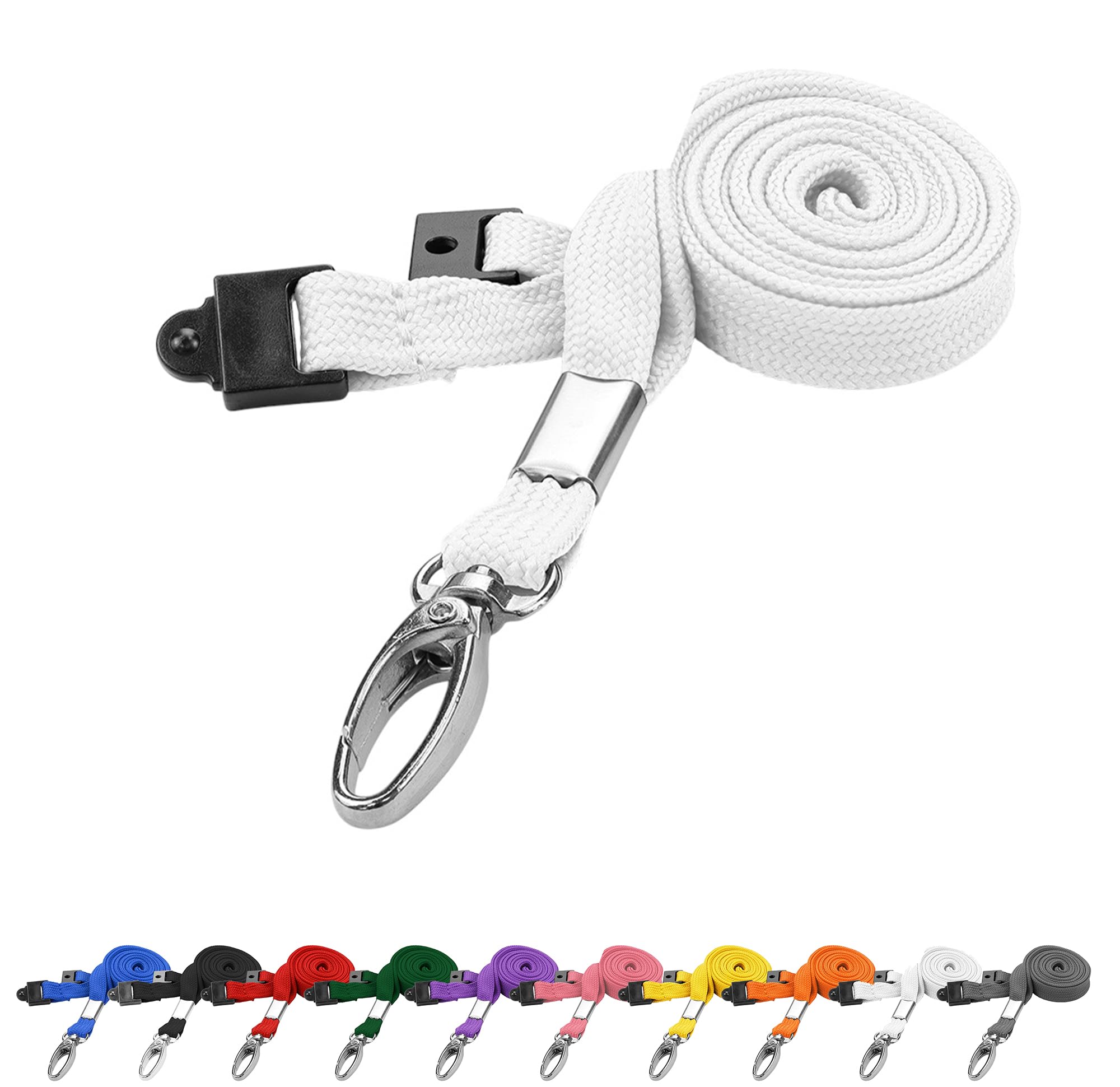 PCL Media ltd® 10 x Lanyard Swivel Metal Clip for Id Card Holder - Pull Quick Release Design Lanyards Bulk 10pcs (White)