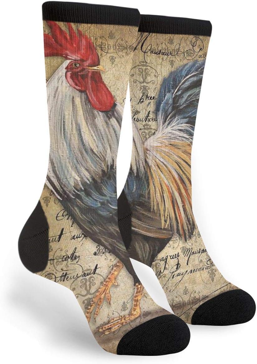 NGFF Rooster Chicken Men Women Casual Crazy Funny Athletic Fancy Novelty Graphic Crew Tube Socks Moisture Wicking Gift