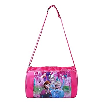 Best Shop Girls Cute Frozo Characters Fabric Pink Duffle Bag