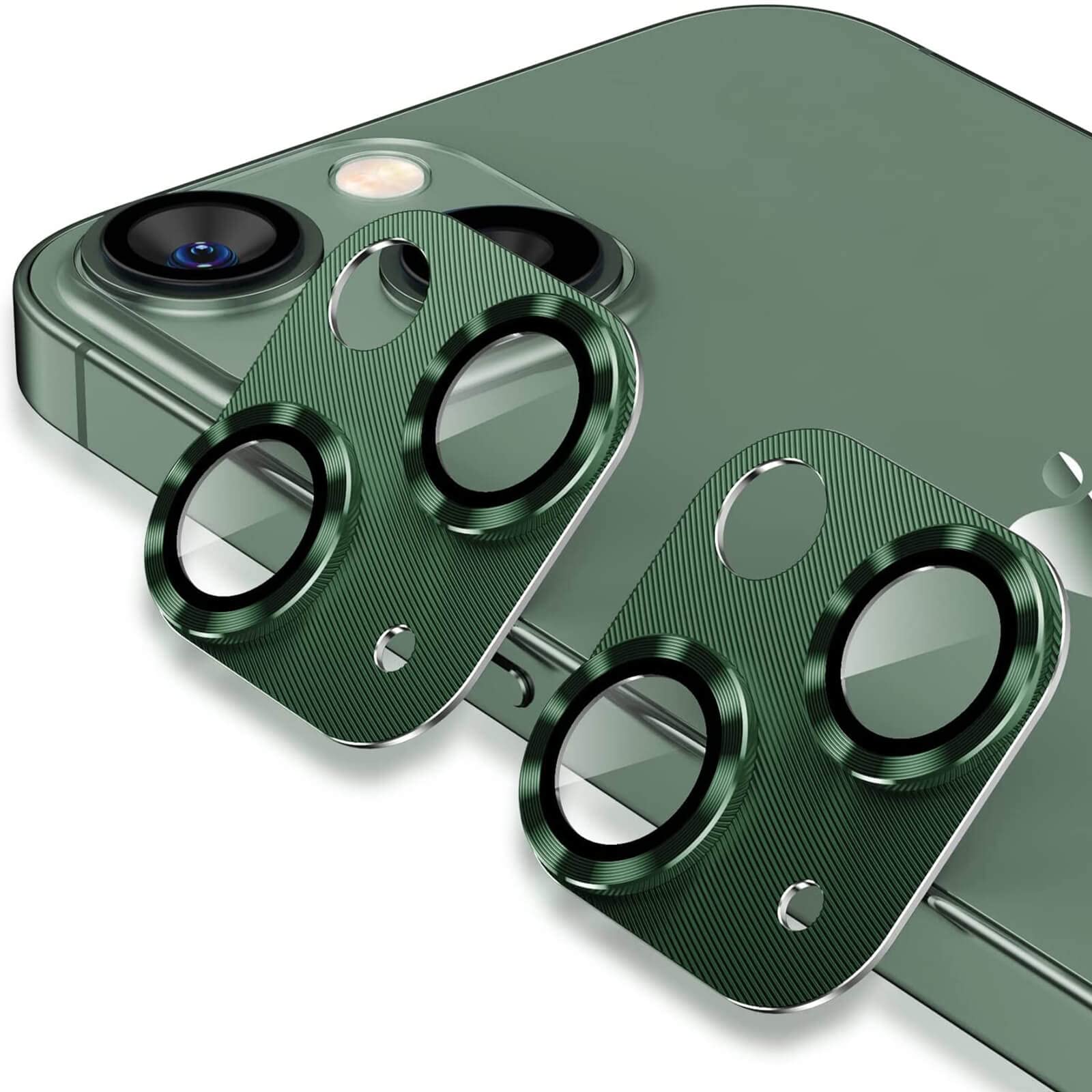 Leedia Pack of 2 Camera Protection Compatible with iPhone 13 6.1 Inch / 13 Mini 5.4 Inch Tempered Glass Clear Camera Protective Film with Metal Ring Designed for MagSafe Snap Adapter for Magnetic