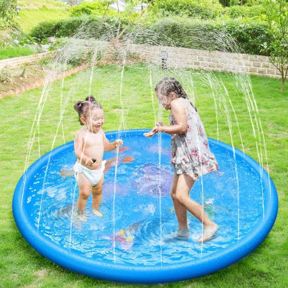 KAHEIGN 170cm Splash Water Play Mat Dolphin Ocean Pattern Garden Pool Toy