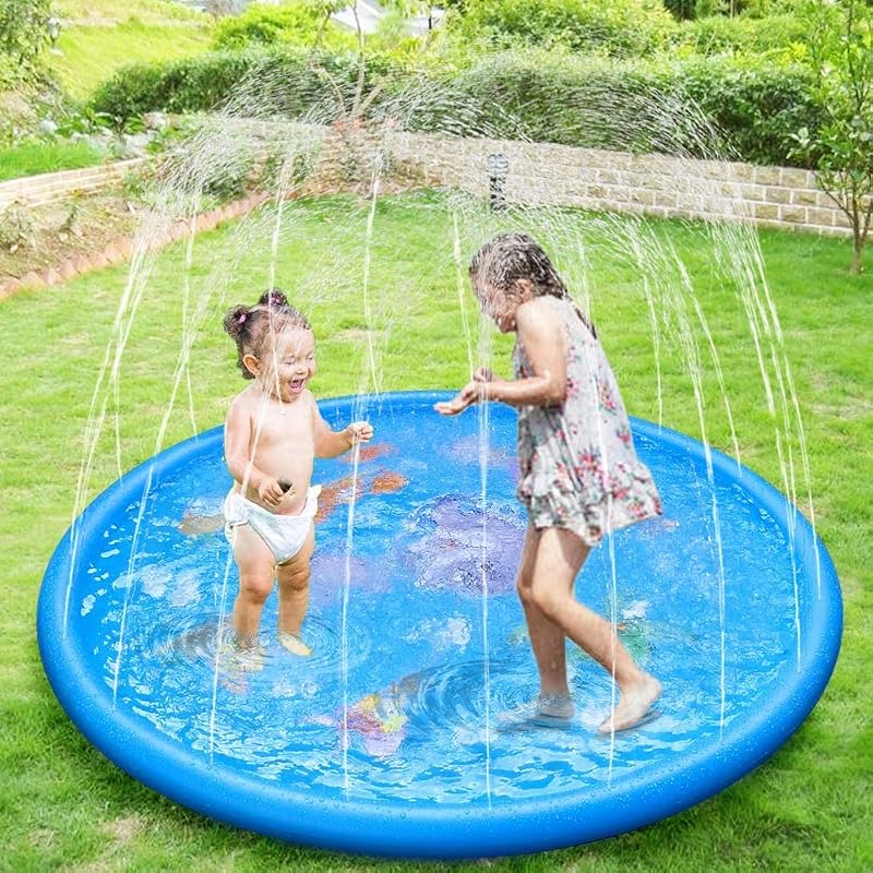 KAHEIGN 170cm Splash Water Play Mat Dolphin Ocean Pattern Garden Pool Toy
