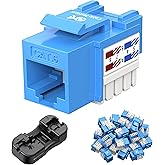 Cable Matters [UL Listed] 25-Pack Cat6 RJ45 Keystone Jack in Blue and Keystone Punch-Down Stand