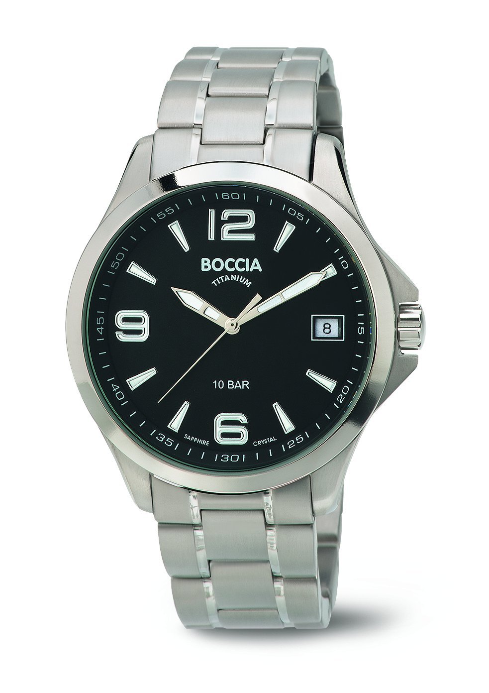 Boccia Men's Quartz Watch with Black Dial Analogue Display and Silver Titanium Bracelet B3591-02