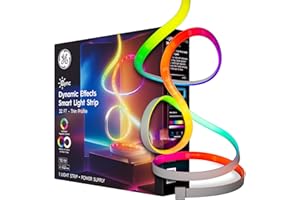 GE Cync Dynamic Effects Smart LED Light Strip with Music Sync, Color Changing WiFi Lights, Indoor Light Strip, Compatible with Alexa and Google Home, 32ft and Power Supply