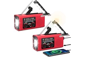 NITIGO Emergency Weather Radio NOAA AM FM WB Radio with 4000mAh Portable Power Bank, USB Solar Hand Crank Charging, Flashlight, SOS Alarm, Reading Lamp for Outdoor Indoor Emergencies, 2 Pack