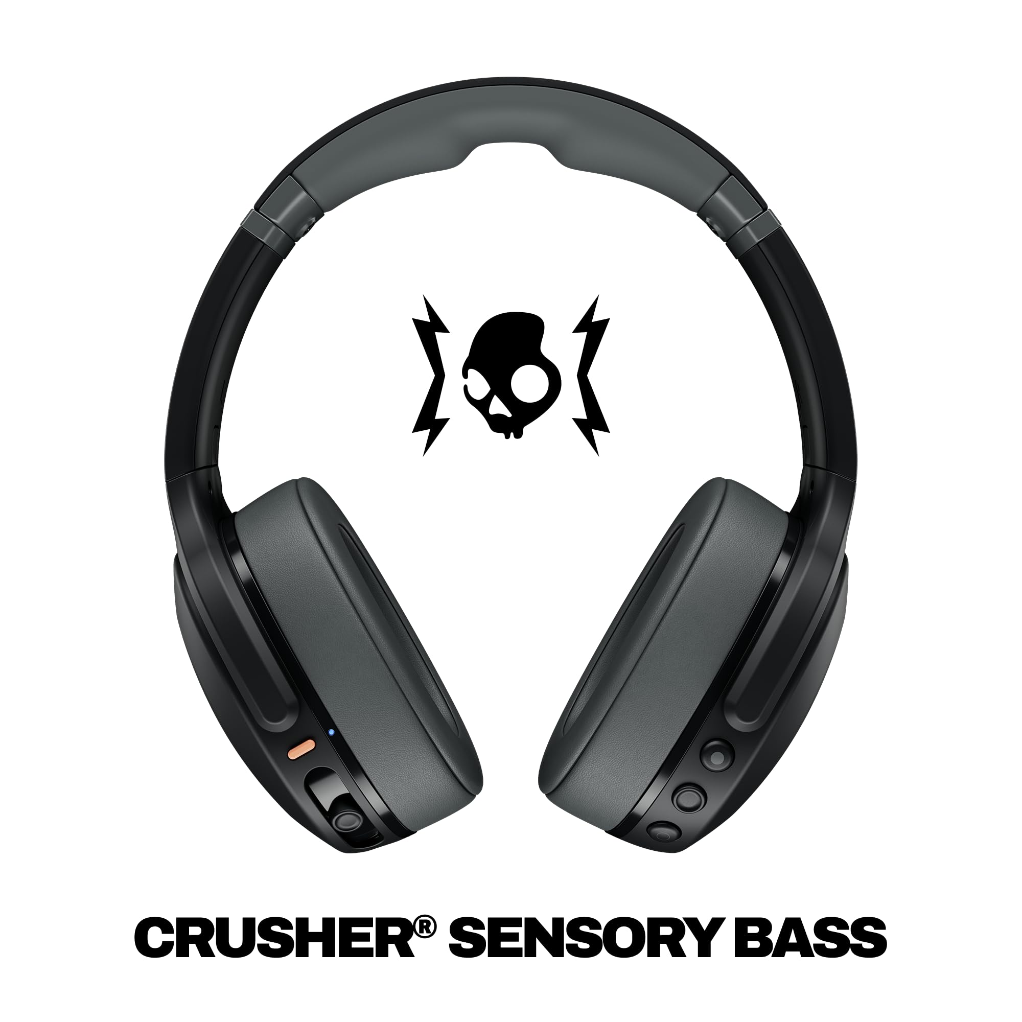 Skullcandy Crusher Evo Wireless Bluetooth Headphones with Multi-Sensory Bass, Noise Isolating Over-Ear Fit, Up to 40 Hours Battery, Microphone for iPhone Android - Asphalt