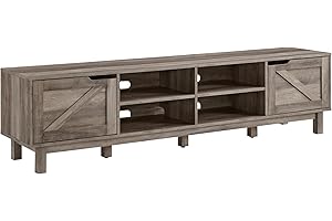 Walker Edison Tinsley Rustic Barn-Door Low TV Stand for TVs up to 80 Inches, 70 Inch, Grey Wash