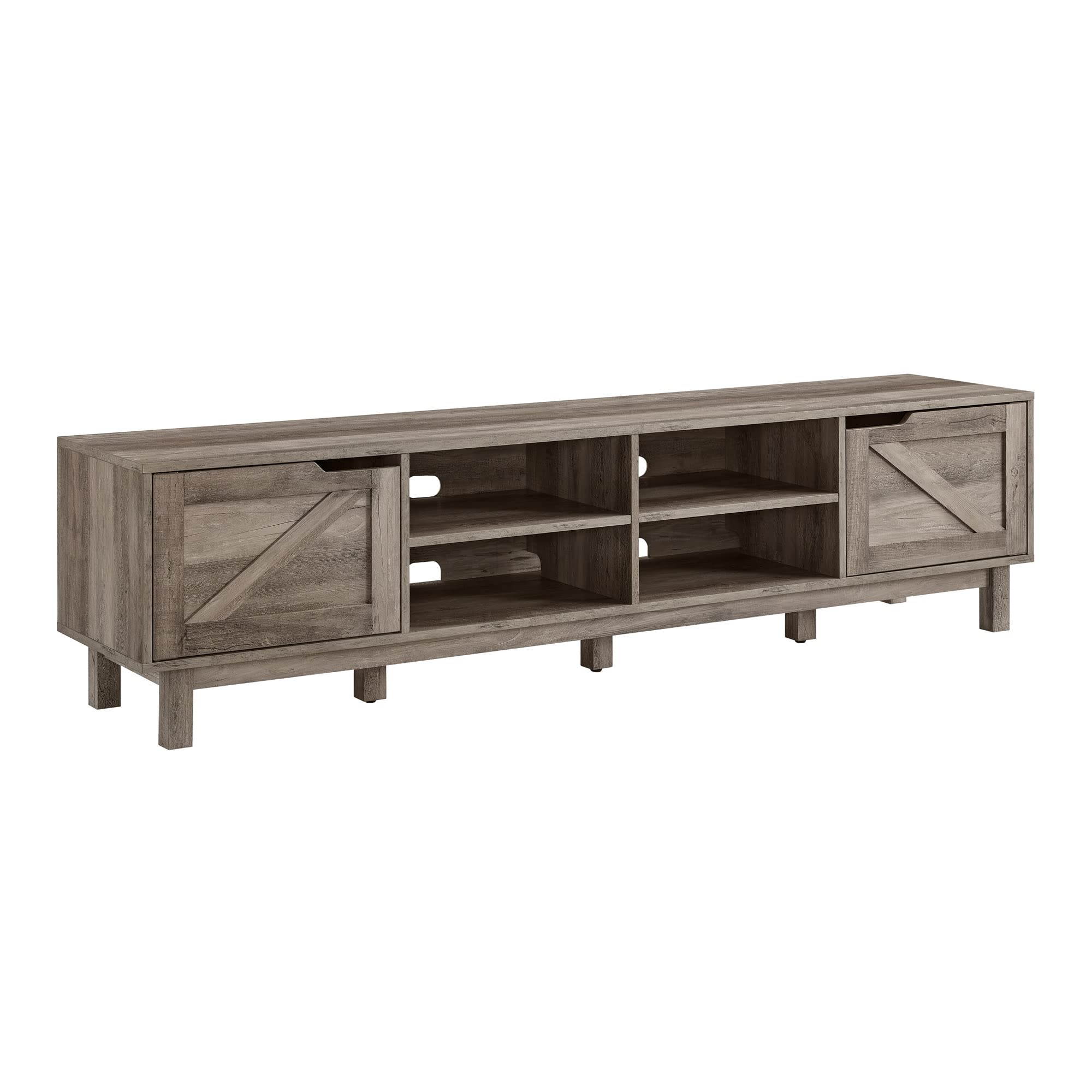 Photo 1 of ***WORPED WOOD SPLIT WOOD****Walker Edison Tinsley Rustic Barn-Door Low Stand for TVs up to 80 Inches, 70 Inch, Grey Wash