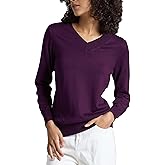 Bgklfeo Women's Long-Sleeve Pullover Lightweight Soft V-Neck Casual Sweater Top
