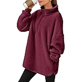 ANRABESS Women's Sweatshirt Sherpa Fuzzy Fleece Zip Up Hoodies Cozy Pullover Soft Sweaters Tops 2025 Fall Trendy Clothes