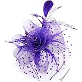 Durzasvo Women's Fascinators Tea Party Wedding Mesh Flower Pearl Feather Fascinator Hat with Headband and Clip