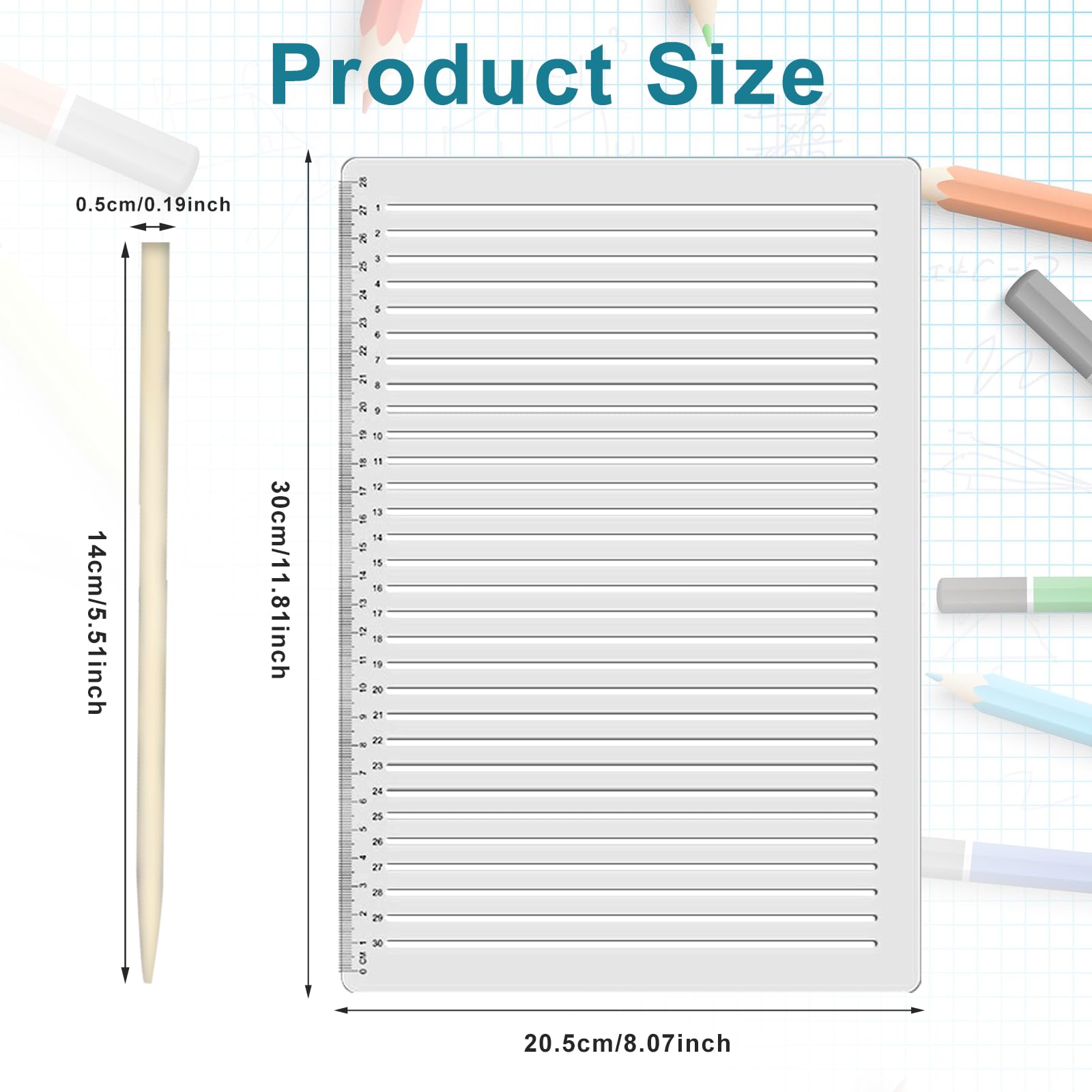 Sliding Line Guide Paper Mua Line Stencil Straight Line Stencil 0.35inch Spacing Line Plastic ...