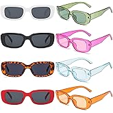 Eyegla 8 Pack Retro Rectangle Sunglasses for Women Trendy Square Party Glasses Bulk for Women Men